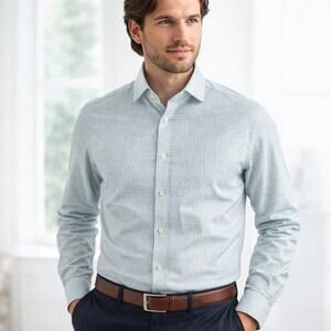 Charles Tyrwhitt Slim Fit Non-Iron Check Dress Shirt 15.5/35 Cotton